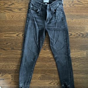 Agolde black distressed high rise skinny jean